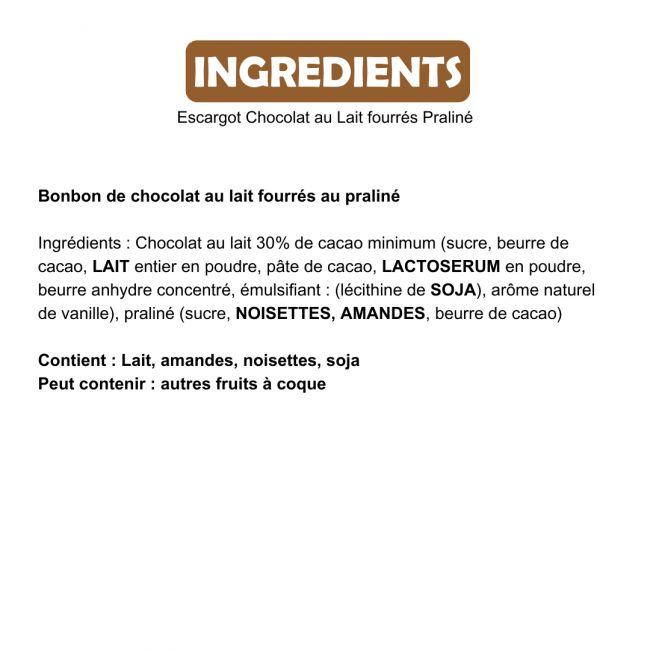 Escargots de Bourgogne au Chocolat noir praliné - Corbeille de 1Kg -  Saveurs de Bourgogne - Vente de produits du terroir